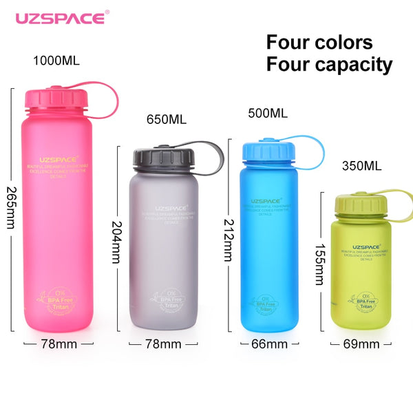 UZSPACE Water Bottles 4 colors 4 capacity Summer Portable