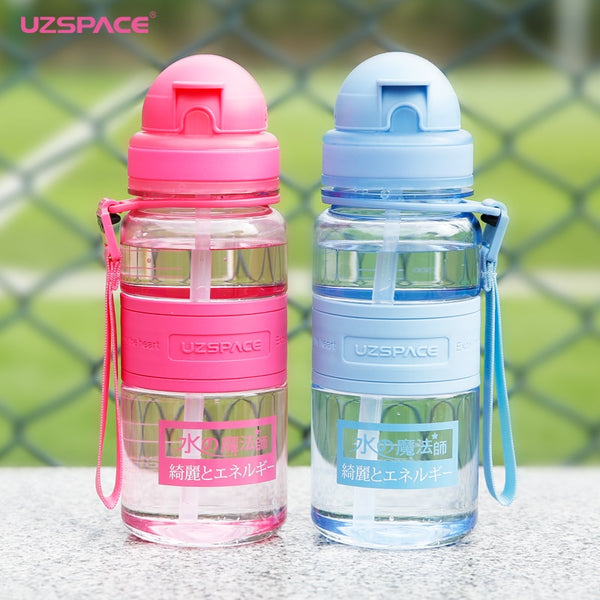 Uzspace 350Ml Kid Water Bottles Straw Portable Child Shaker